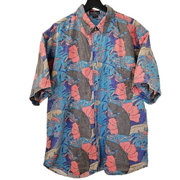 Revenge Shirtmakers Shirt Mens L 100% Cotton Allover Floral Tropical Print VTG - Picture 1 of 11